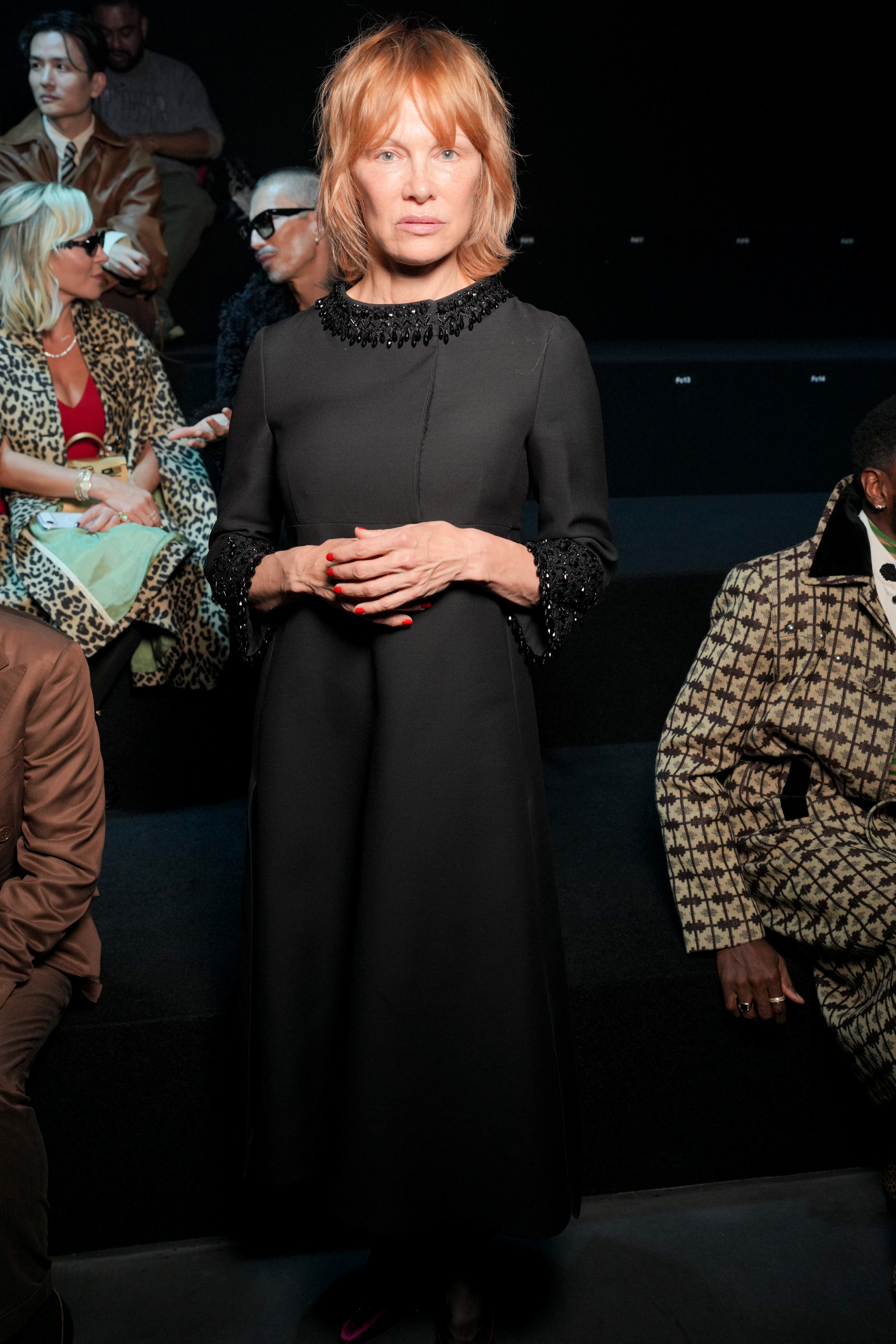 Pamela Anderson at the Valentino fashion show as part of Spring/Summer 2026 Paris Fashion Week on October 05, 2025 in Paris, France. (Photo by Swan Gallet/WWD via Getty Images)