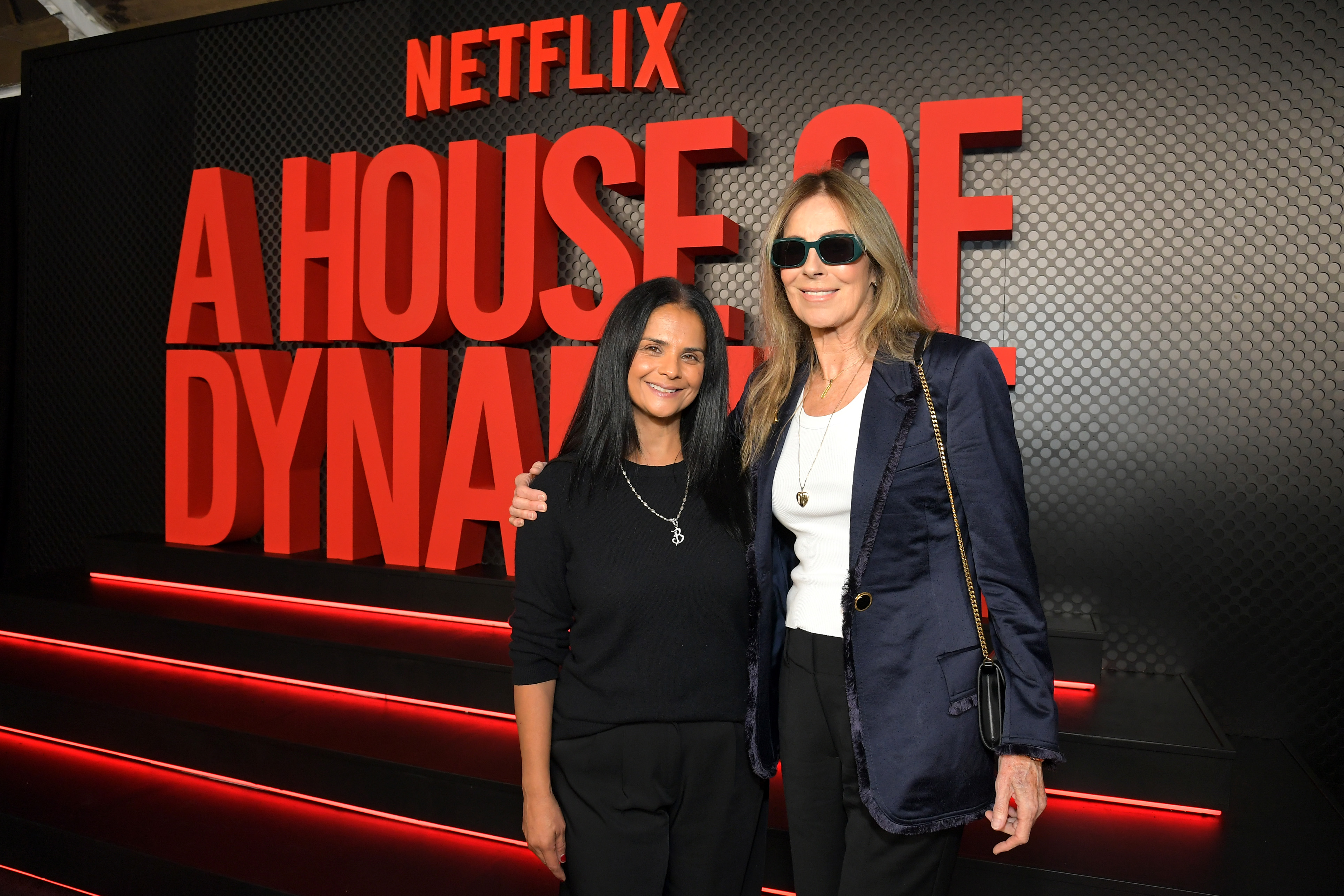 LOS ANGELES, CALIFORNIA - OCTOBER 09: (L-R) Chief Content Officer of Netflix Bela Bajaria and Kathryn Bigelow attend a special Los Angeles screening of Netflix's "A House of Dynamite" at The Egyptian Theatre Hollywood on October 09, 2025 in Los Angeles, California. (Photo by Charley Gallay/Getty Images for Netflix)