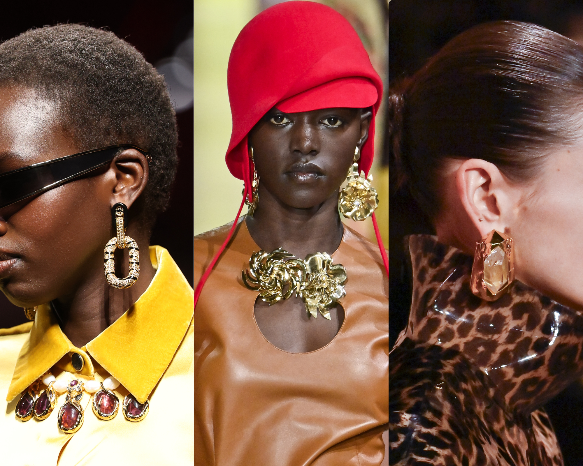 chunky statement earrings on the fall 2025 runways