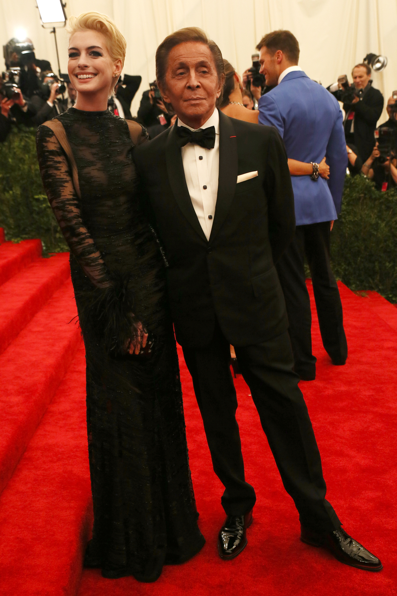 Anne Hathaway and Valentino Garavani attend the Metropolitan Museum of Art 2013 Costume Institute Gala featuring the opening of the exhibit Punk: Chaos to Couture.