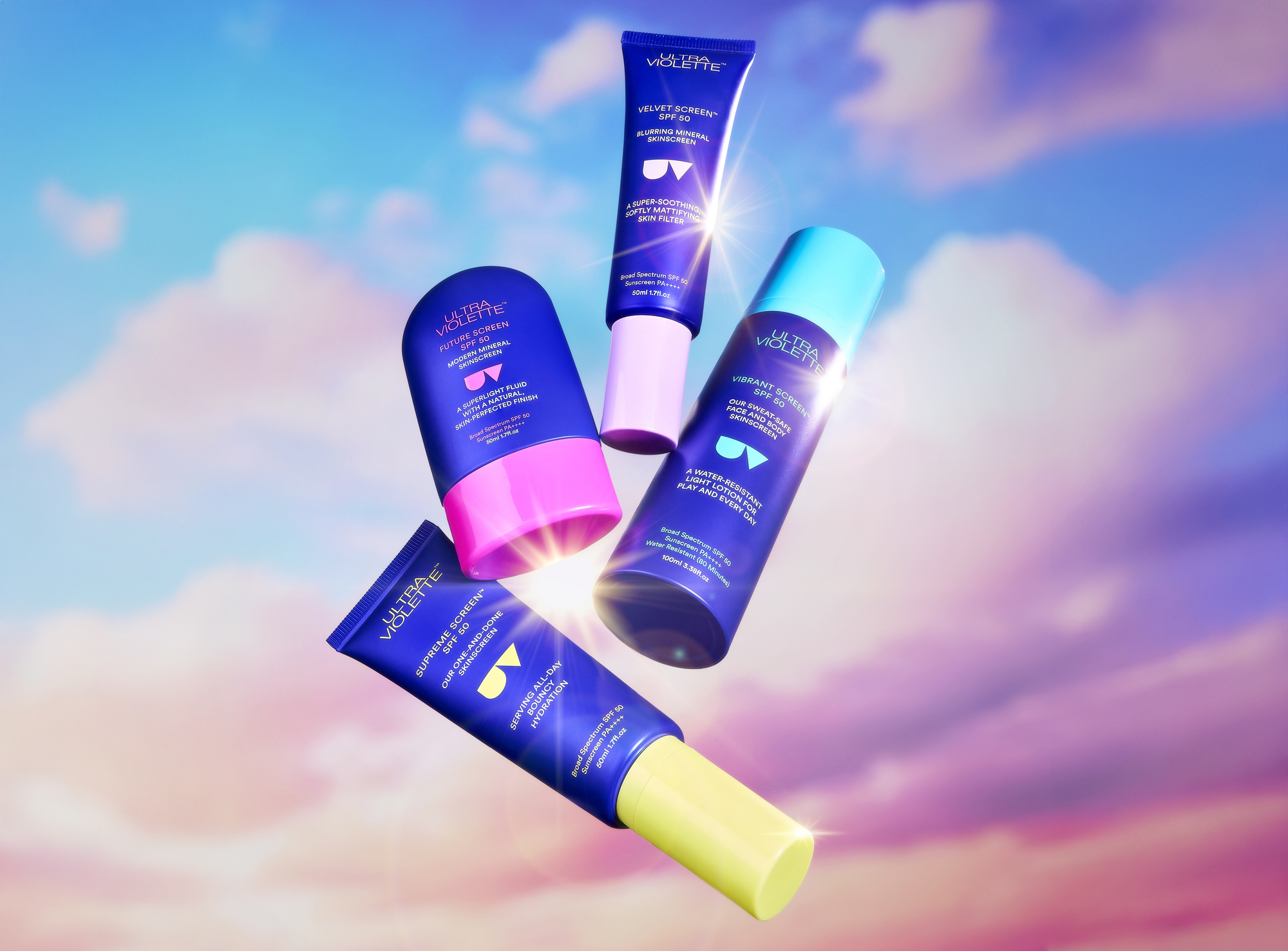 Ultra Violette's hero Supreme Screen, Future Sccreen, Velvet Screen and U.S.-exclusive Vibrant Screen.