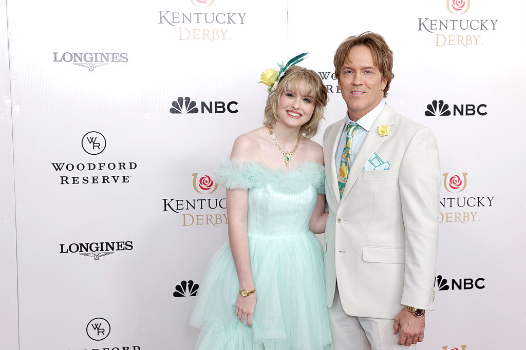 LOUISVILLE, KENTUCKY - MAY 03: (L-R) Dannielynn Birkhead and Larry Birkhead attend Kentucky Derby 151 at Churchill Downs on May 03, 2025 in Louisville, Kentucky. (Photo by Jeff Schear/Getty Images for Churchill Downs)