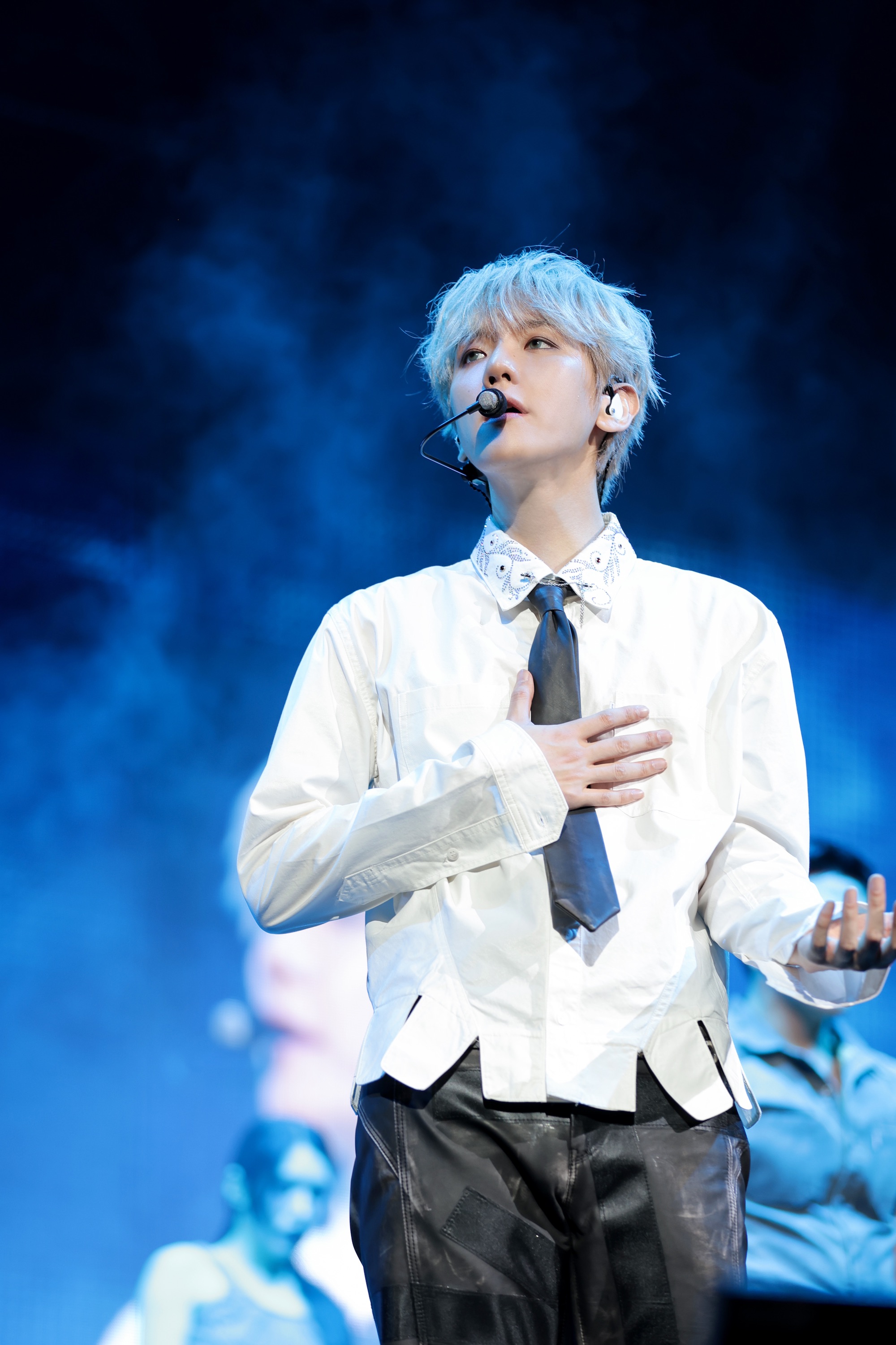 Baekhyun onstage at the Prudential Center for his