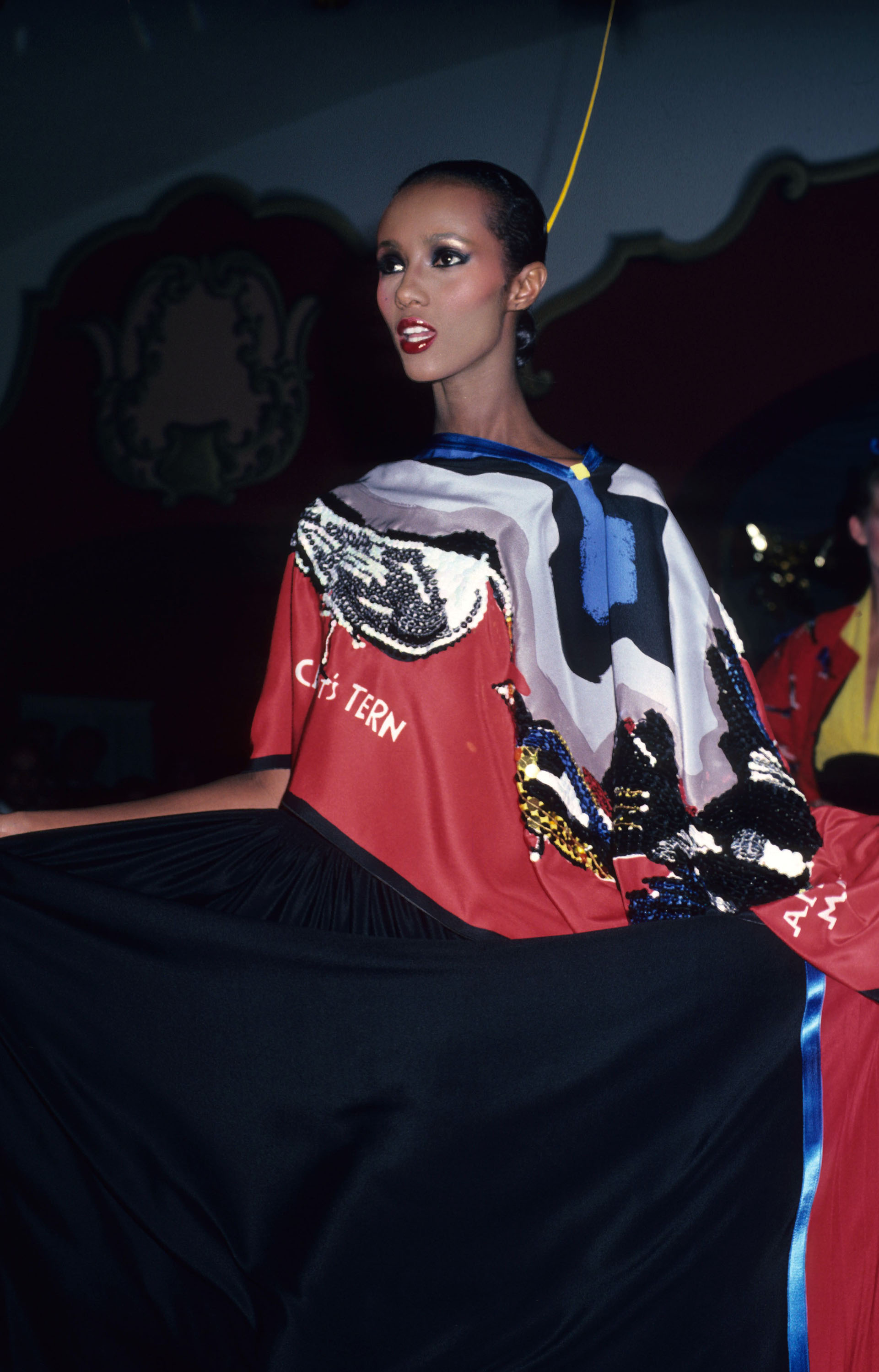 Iman during Michael Vollbracht Fashion Show - Runway - 1981 in New York City, New York, United States. (Photo by Rose Hartman/WireImage)
