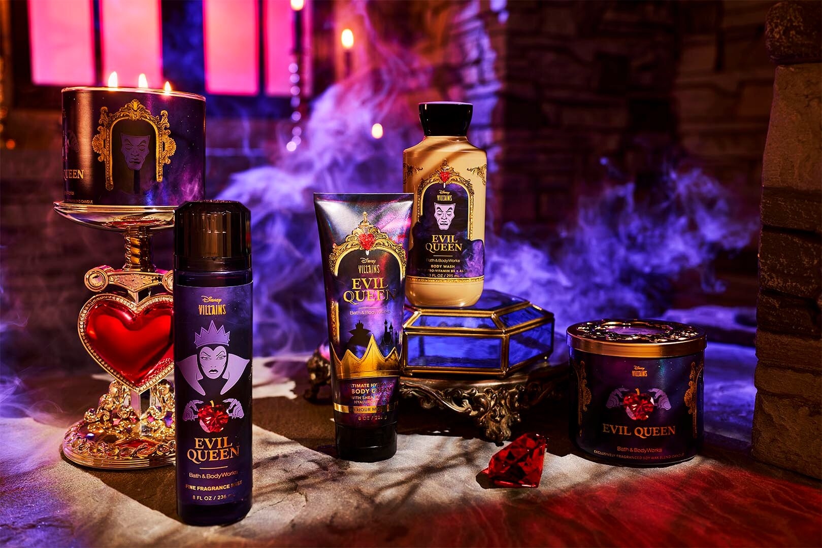 Bath and Body Works' forthcoming Evil Queen-themed products created in collaboration with Disney.