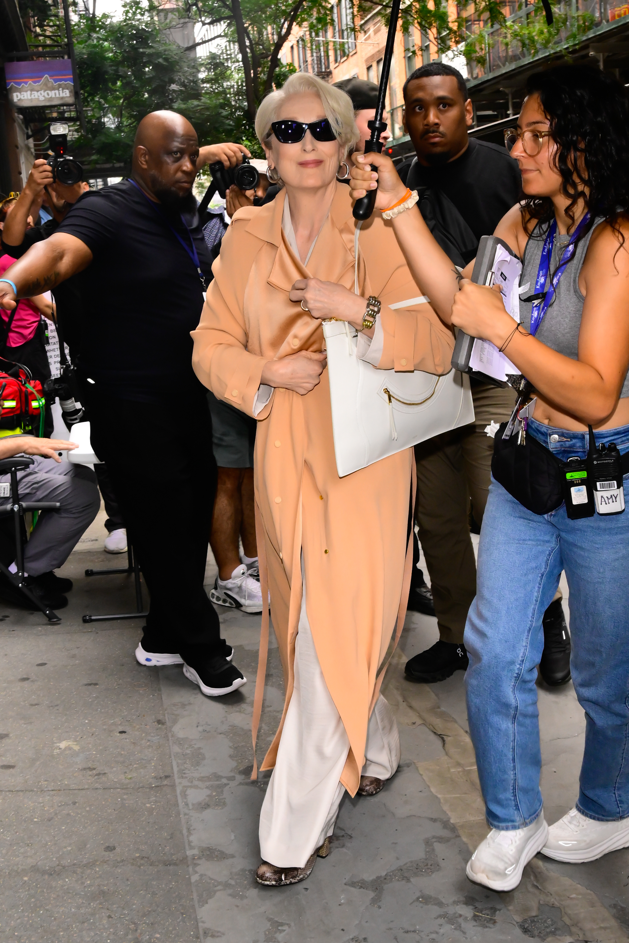NEW YORK, NEW YORK - AUGUST 07: Meryl Streep is seen on the set of