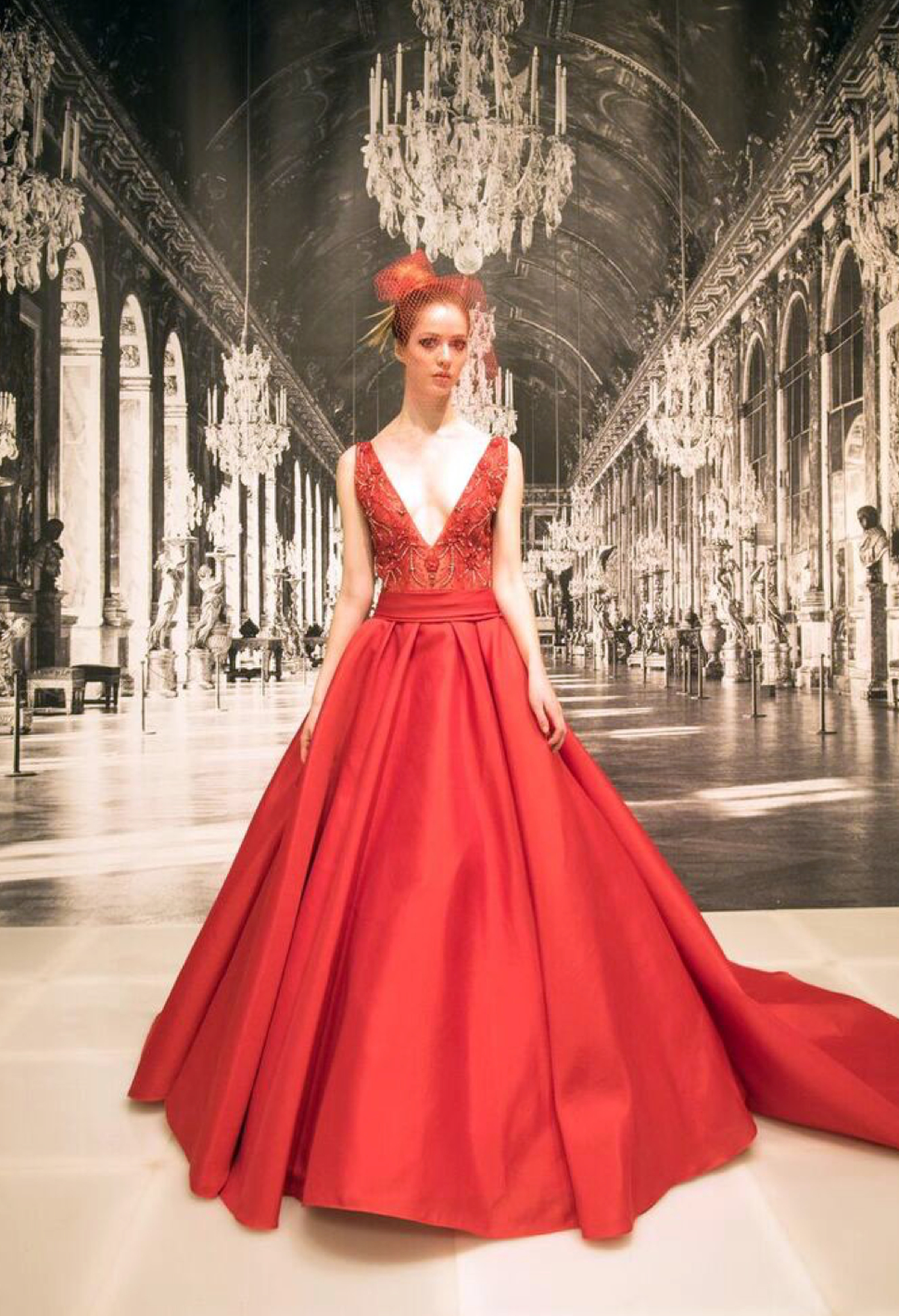 Michael DePaolo's red ballgown on the fall 2016 runway.