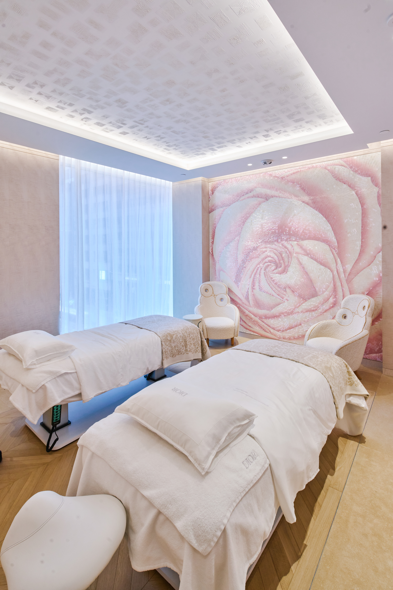 A double treatment room in the House of Dior New York's spa.
