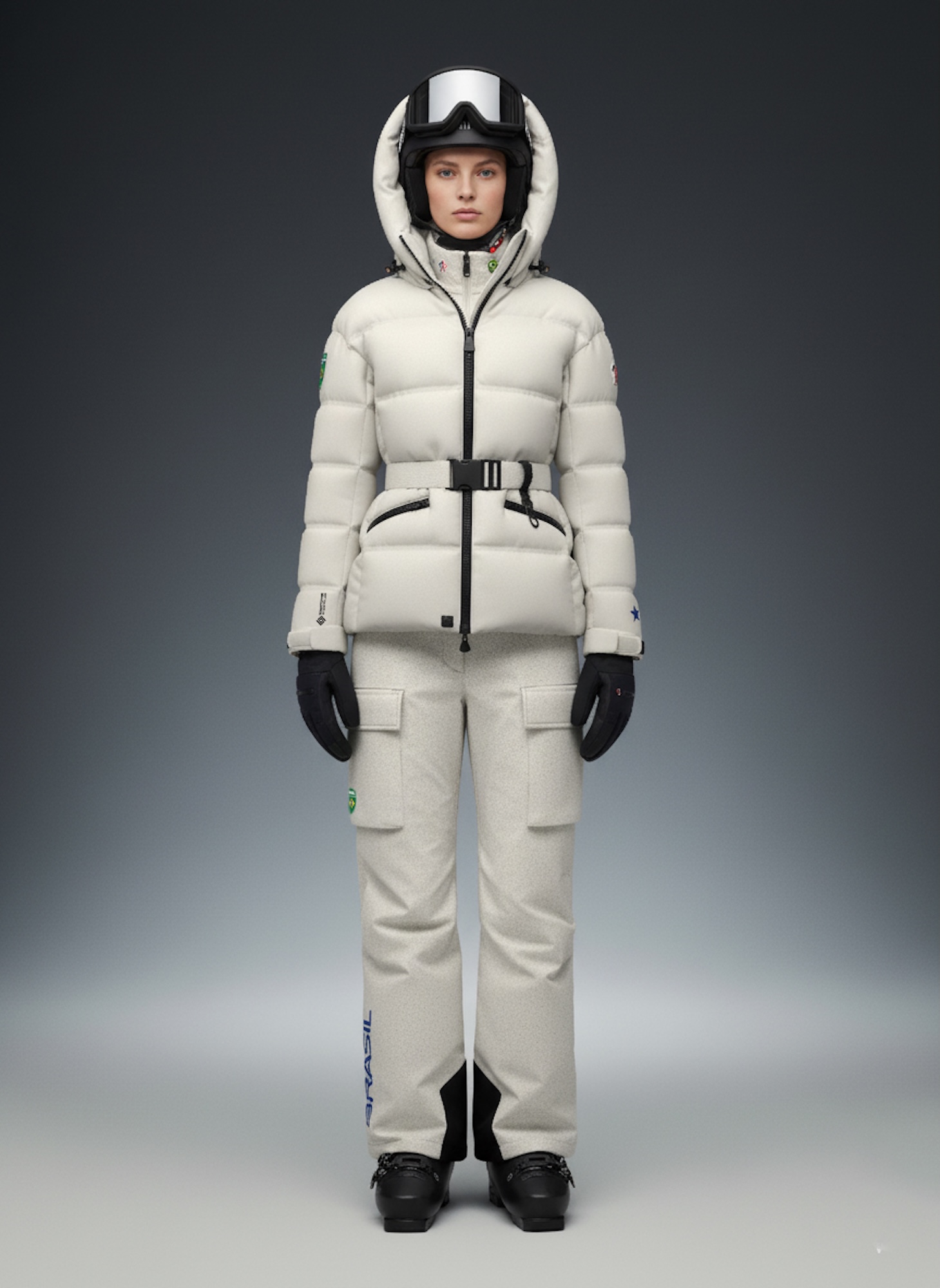 The Moncler Grenoble out-of-competition outfit for Team Brazil at the Winter Olympics 2026.