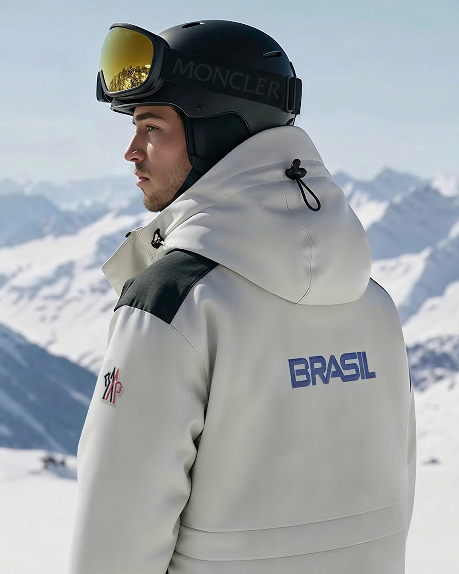 The Moncler Grenoble out-of-competition outfit for Team Brazil at the Winter Olympics 2026.