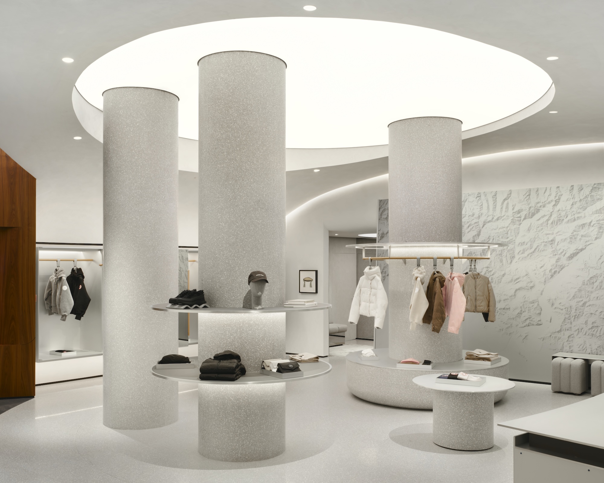 Inside the new Canada Goose flagship store on Milan's Corso Giacomo Matteotti.