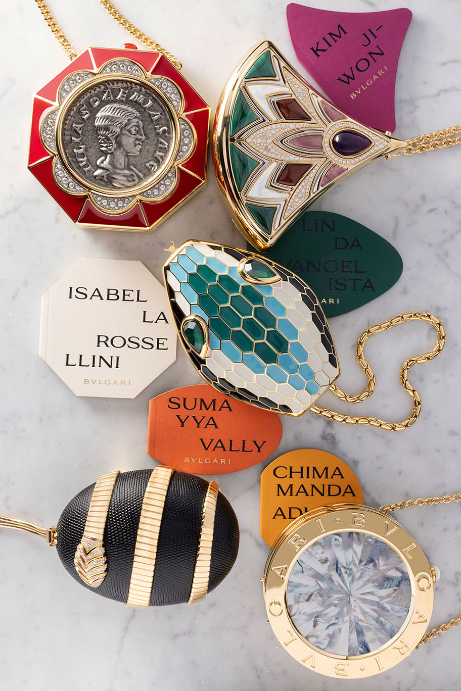 Designs from the new Bulgari Icons Minaudière collection.